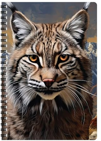 3D LiveLife anteckningsbok – Bobcat från Deluxebase. Spiralbunden fodrad anteckningsbok med 80 återvunna sidor, 3D stor katt konst anteckningsböcker för arbete, gåvor och skolmaterial, (21 x 14,5 cm)