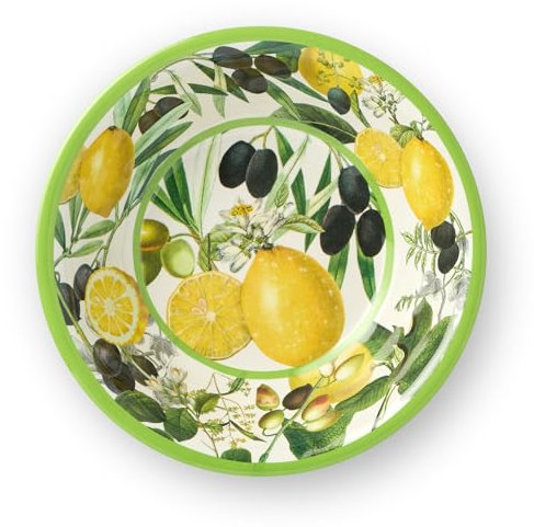 Certified International Limone 7.5-Inch Melamine All-Purpose Bowls - Set of 6, Durable and Scratch-Resistant, Lemon-Themed Bowls for Soups, Salads, Snacks, and Dishwasher-Safe Convenience