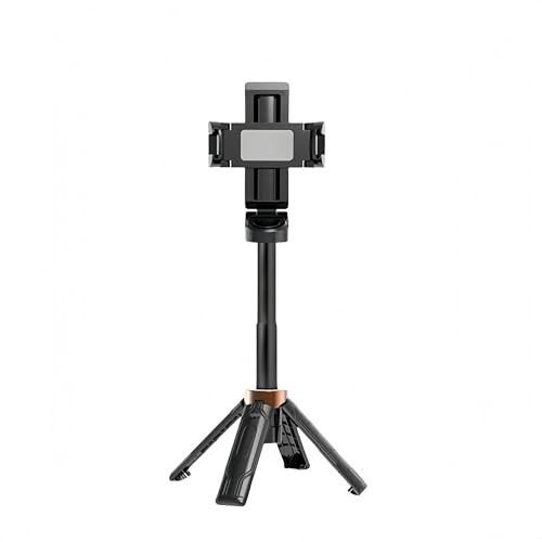 Portable 3-in-1 Selfie Stick Tripod with Wireless Remote Control can 360° Swivel for Smartphone, Aluminum Travel Phone Holder for Vlog/Zoom/Live Streaming (black)