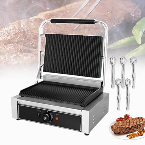 QUSYZD Sandwichera eléctrica con Parrilla y 5 Pinzas para Barbacoa, sandwichera Profesional con Relleno Profundo y Revestimiento Antiadherente, Bandeja eléctrica para Hornear con una Taza par,2200W