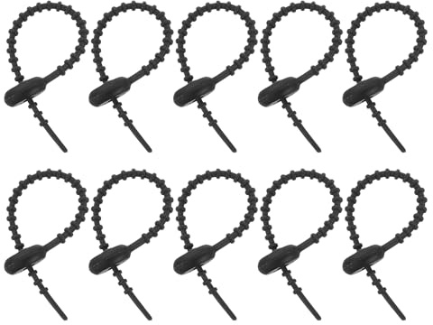sourcing map 20Pcs 4 Silicone Cable Ties, Reusable Zip Ties Strips Twist Tie, Cable Cord Wraps Management Organizer for Home Office Kitchen Food Bag, Black