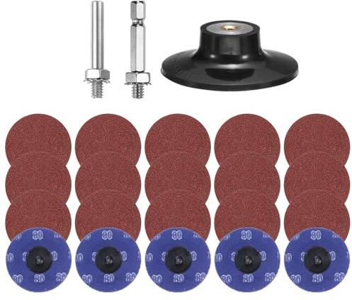 sourcing map 23pcs Quick Change Discs Set 3 Roll Lock Sanding Discs with 1/4 Shank Pad Holder 80 Grit Surface Conditioning Disc for Polish Rust Removal