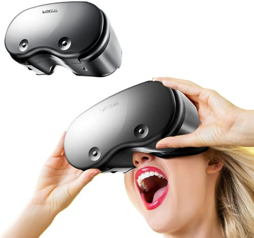 Cuffie 3D VR per smartphone | occhiali di realtà virtuale per giochi per cellulari e – VR occhiali di protezione casco supporta tutti i telefoni cellulari da 5 '' a 7 '' grande schermo