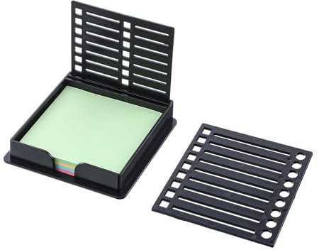 Notizzettel Box mit 1 Haftnotiz, 7,6 x 7,6 cm, Schwarze Zettelbox mit 2 Vorlagenblock, Notizhalter mit Vorlage, Drahthalter für Büro, Zuhause, Schule, Schreibtisch-Organizer