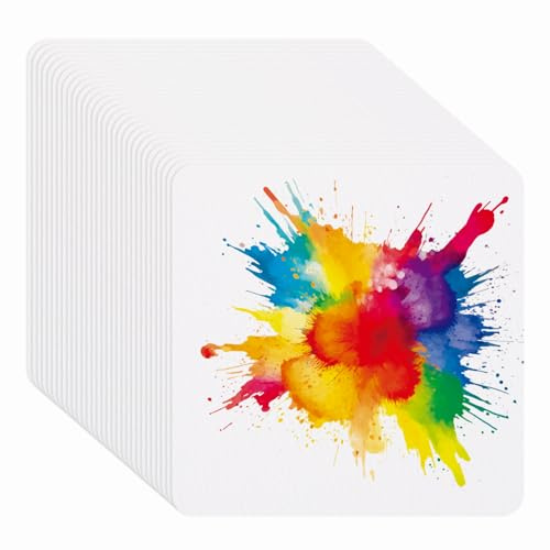 PATIKIL 50 ark akvarellpapper bomull 140 lb/300 GSM kallpressat papper akvarellmålning rundat hörn för konstmålning akvarellteckning designer, 4 x 4 tum