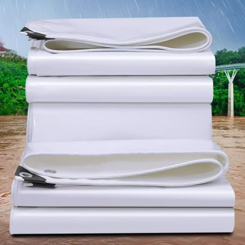 Lona impermeable resistente con ojales reforzados, cubierta de techo para muebles, caravana y remolque, tamaño 4 x 5 m, color blanco