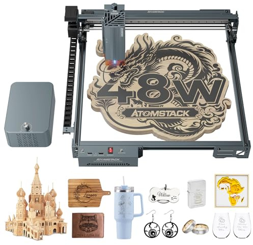AtomStack A40 Pro V2 Lasergravurmaschine 40W/20W Umschaltbar, 500mm/s Hohe Geschwindigkeit Laser Gravierer mit Air Assist, Auto-Fokus Laser graviermaschine, Laser cutter für Holz, Metall, Glas
