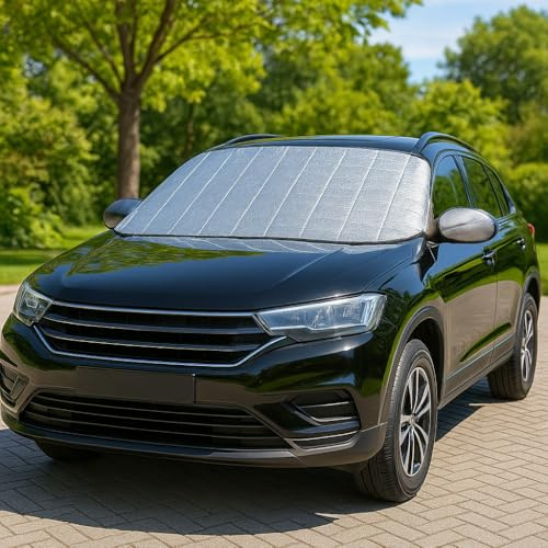 Pare-soleil de voiture, couvre-pare-brise de voiture, 200 x 80 cm, protection anti-gel et anti-soleil, protection universelle pour voiture, SUV et camionnettes, facile à installer