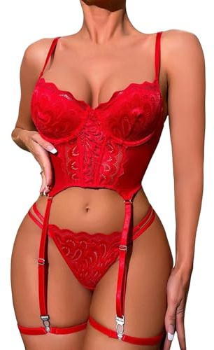 Lingerie Sexy Hot per Sesso Aperto Completo Hot Completo Sexy da Donna Lingerie in Pizzo Body con Corpetto Scollo A V Reggiseno E Set Set Donna Completino Aperto