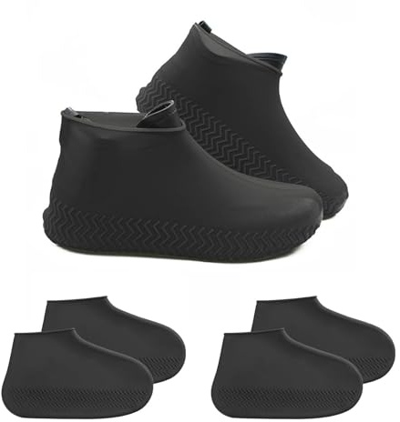 Galenecx 3 Pezzi Copriscarpes Impermeabili, Copriscarpe Impermeabili in Silicone, Suola Antiscivolo Rinforzata Copriscarpe, Resistente e Lavabile Copri Scarpe per Pioggia, per Donna, Uomo (M)