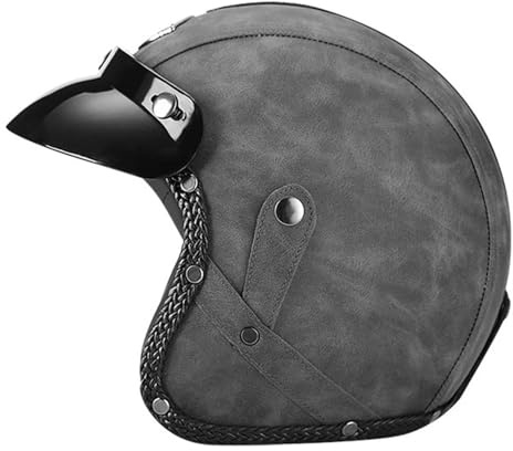 Caschi Moto Vintage Berretto con Demi-Jet Teschio a Basso Profilo Adulto Uomo Donna Cromwell Casco Scodella Aperto retrò Casco Moto Casco Mezzo Moto retrò ECEDOT 30,L:59-60CM