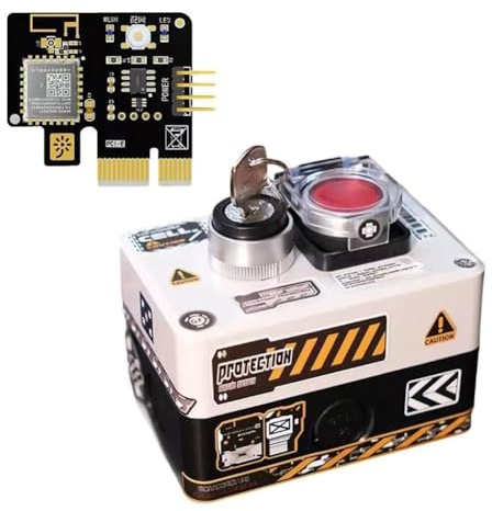 Remote Computer Power Control switch, Desktop Control Unit DIY Computer Peripheral With Key Lock LED Indicator Light
