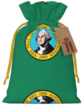 Bolsa reutilizable con cordón con estampado de la bandera de Washington, perfecta para cumpleaños, aniversarios y fiestas