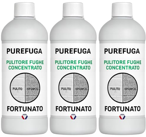 FORTUNATO PureFuga Detergente Professionale per Fughe e Pavimenti, Formula Concentrata, 1 Litro, 3 Pezzi