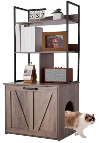 VEVOR Mobile per Lettiera per Gatti da 60 cm con Ripiani Portaoggetti, Stile Moderno, Tavolino Laterale Impermeabile per Toilette per Gatti, Adatto alla Maggior Parte delle Lettiere, per Soggiorno