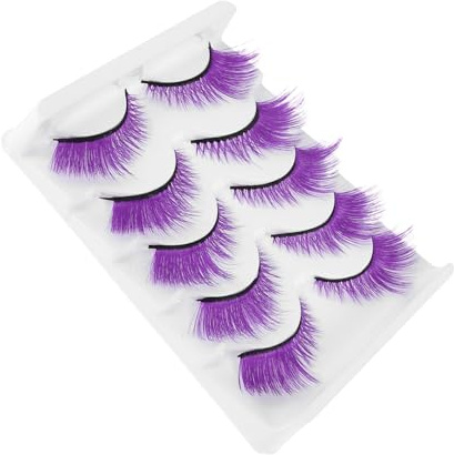 LOLIPPYY 5 Pairs Colored Wispy Artificial Eyelashes Short Lash Clusters with Soft Flexible Bands Reusable False Eyelash Strips for Natural Makeup Halloween Party Cosplay Stage Performance