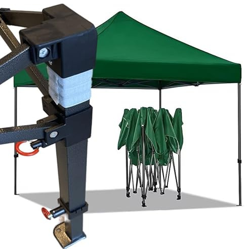 Gazebo certificato IGNIFUGO pieghevole acciaio portatile estendibile richiudibile estensibile per fiere eventi stand chiosco tenda tendone mercato mercatino (laterali esclusi) (Verde, 3x3m)