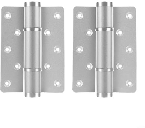 Cierrapuertas hidráulico con bisagras de resorte invisibles multifuncionales, cierre suave y silencioso, bisagras de aleación de aluminio adecuadas para puertas de hasta 50 kg, 2 piezas (plateado)