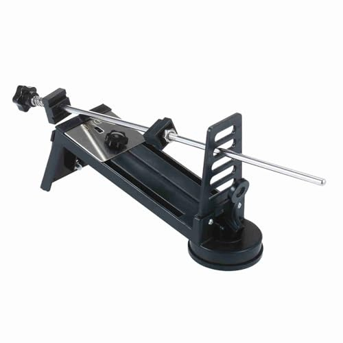 Aumotop Système D'affûtage de Couteaux à Angle Fixe avec 4 Pierres à Aiguiser, Base Ventouse Stable, Parfait pour les étudiants Culinaires (Aiguiseur et pierre à aiguiser)