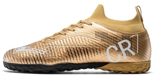 WANGYFAN Scarpe da Calcio per Ragazzi Scarpe da Ginnastica Outdoor Unisex Scarpe da Calcio Giovanile AG FG Scarpe da Allenamento Larghe,d'oro,35 EU