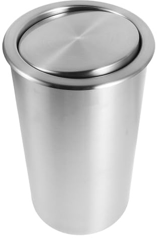 CALLARON Bidone Rifiuti da Incasso 5, 5l in Acciaio Inox Argento | Design Rotondo Salvaspazio, Apertura una Mano, per Cucina e Uso Domestico
