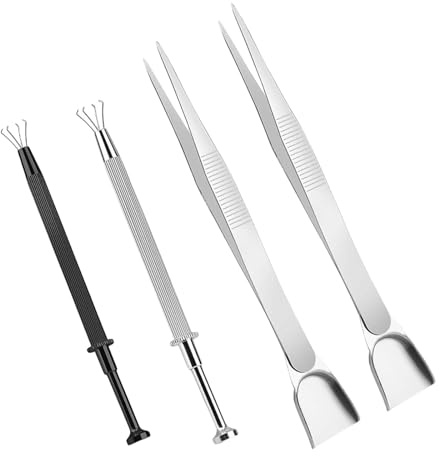 Kit strumenti precisione per pinze per piercing a da 4 con punte scanalate per la manipolazione piccoli oggetti Strumenti ergonomici per la creazione gioielli