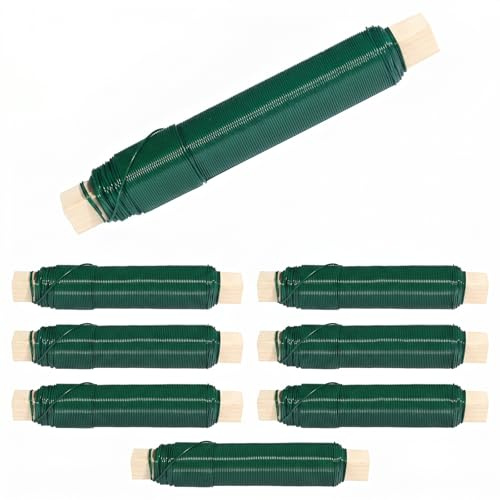 8 Rollen Bindedraht Grün, 0,71mm Dicke Gesamt 280m Flexibler Bindedraht, Reißfester Wickeldraht, Gartendraht für Pflanzenbindung, Blumenarrangement, Bastelarbeiten & Adventskranz