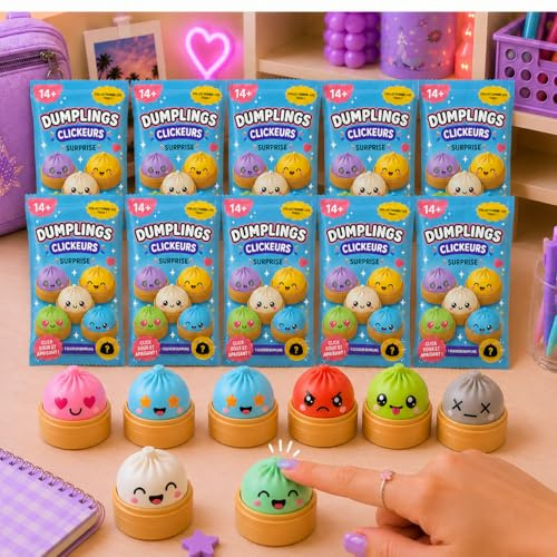Genérico Dumplings Clickers Surprise, 10 buste a sorpresa con 10 Damplins Clickers Kawaii casuali, collezione ufficiale, figure antistress da collezione, Bao Bao, Pan Bao Boazi