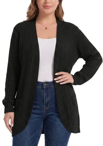XL-5XL Women Curvy Cardigans Long Sleeve Open Front Winter Chunky Sweater