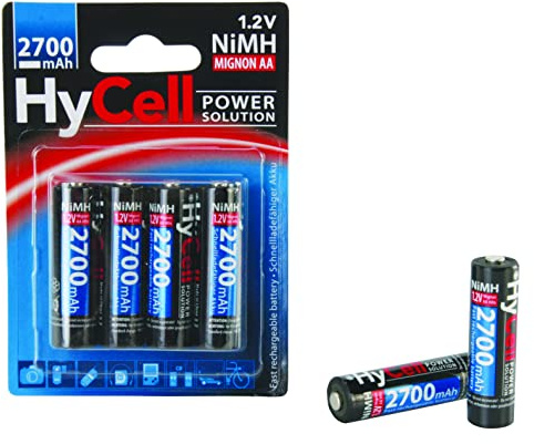 HyCell wiederaufladbar Akku Batterie Mignon AA 2700mAh NiMH ohne Memory-Effekt 4er Pack Photo Fotoakku Digitalkamera Spielzeug-Akku