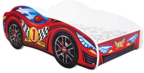 Cama individual para niño, dormitorio, cama coche, niños con colchón AUTO ROSSA