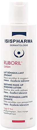 Isispharma Ruboril Lotion Lait Démaquillant Apaisant 250 ml - Peaux Sensibles Tous Types de Rougeurs – Sans Rinçage - Non parfumé - Visage Et Yeux –Conçu et fabriqué en France