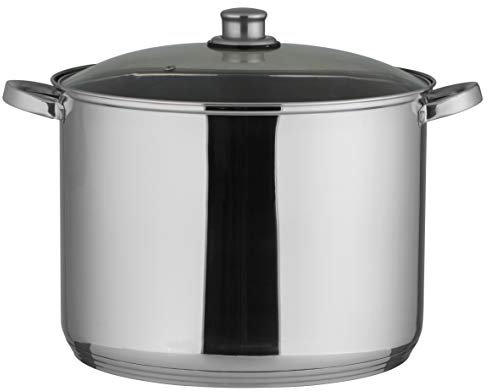 Axentia Pentola in Acciaio Inox con Coperchio in Vetro, Ø 32 cm, Altezza 24 cm, 20 l, Adatta per Tutti i fornelli Incluso induzione, Argento