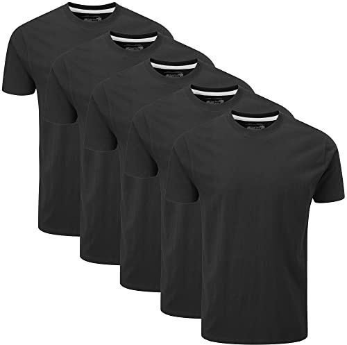 Charles Wilson Rund Krage T-shirt Paket Med 5 (XL, Plain Black)