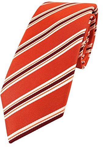 Enrico Sarto hochwertige Designer Seidenkrawatte in orange bordeaux weiß gestreift