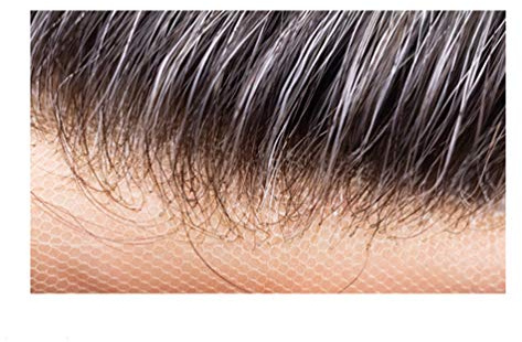 Hairnotion Peluquin Hombre Natural Suizo Encaje Sistema de Cabello para Hombres de 8x10 Pulgada Peluca Hombre Canas #1B30