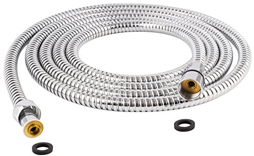 Hibbent All Metal Shower Hose, 119 Inch Stainless Steel Extra Long Shower Hose Replacement, Brass Insert & Nut, Anti-Twist Handheld Shower Head Hose Extension, Flexible Shower Hose Attachment, Chrome