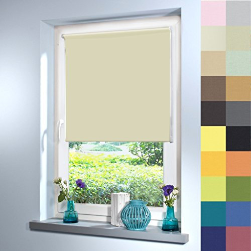 Sun World Tageslicht Rollo nach Maß, Blickdicht, hochqualitative Wertarbeit, alle Größen, für Fenster und Türen, Rollo nach Maß, Klemmfix ohne Bohren (100cm Höhe x 90cm Breite/Eccrue)