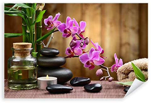 Postereck - 3238 - Wellness, Orchidee Entspannung Steine Bambus - Wandposter Fotoposter Bilder Wandbild Wandbilder - Leinwand - 75,0 cm x 50,0 cm
