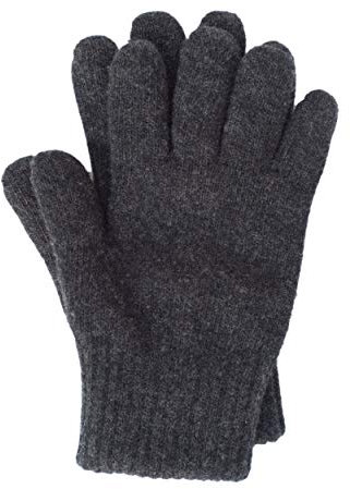 FosterNatur, Damen/Herren dicke Fingerhandschuhe, 100% Wolle (9, Anthrazit)