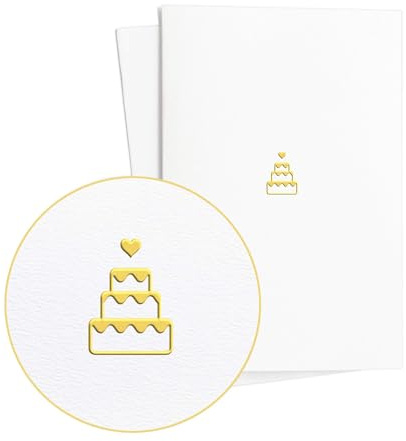 Diese-Klappkarten 2er Set Glückwunschkarten Edel zur Hochzeit oder Jahrestag mit in Gold geprägter Hochzeitstorte auf strukturiertem Papier, Hochzeitskarte, Wedding Card Neutral, E18