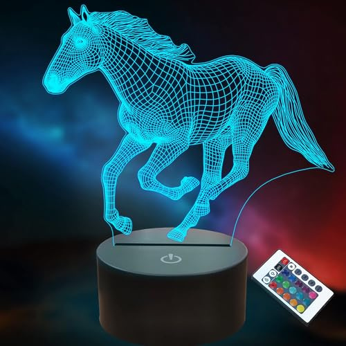 Lightzz 3D Pferdelampe, Nachtlicht, 16 Farben, Fernbedienung