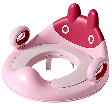 Baby-Töpfchen-Trainings-Sitz mit Spritzschutz, Kindertrainer mit fortgeschrittenem komfortablen runden Griff, WC-Sitz für Jungen und Mädchen, doppelt rutschfest (Color : Pink)