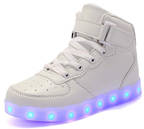 Sily Life Unisex Enfants Garçon Fille Mode LED Lumineuse Dessus 7 Couleurs Clignotants USB Rechargeable Mutilsport Décontractée Chaussures Securité Mode Haut Shoes Sneaker