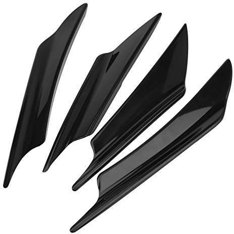 4 Pz Universal Car Body Spoiler Paraurti Anteriore Lip Splitter Alette Trim Set Completo per il Tuo Spoiler Laterale Paraurti Anteriore Sinistro e Destro(Nero)