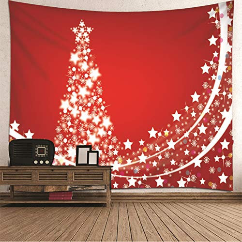 Banemi Ornament Teppich, Weihnachtsbaum mit Sternen Rot Polyester Wandteppich Kunden 350X256cm