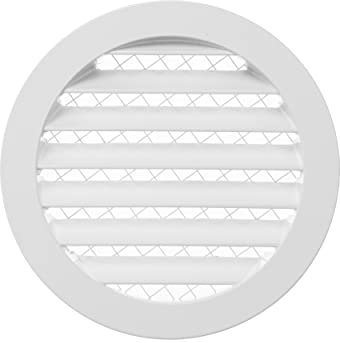 Griglia di Ventilazione Rotonda in Alluminio, 125 mm, per Ventilazione Industriale, in Metallo, Con Rete, per Pareti di Casa o Garage (12,7 cm, Bianco)