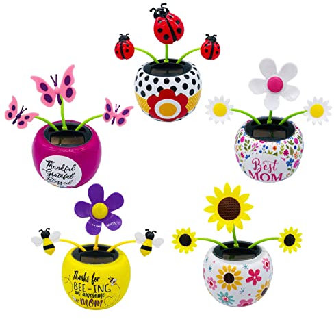DZAY Solar Wackelfigure Blume für Auto Dashboard Dekoration Wackelfiguren Solar Spielzeug Auto Ornament Sonnenblume Auto Swing Autozubehör, Verwendet für Car Office Desk Dekoration Wackeldackel (03)
