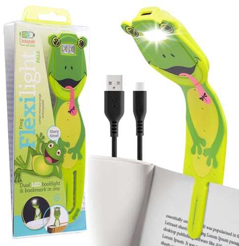 Flexilight wiederaufladbare Leselampe | 2 in 1 Lesezeichen Buch Licht | LED Clip On Leselampe | Kinder und Erwachsene Buchlampe | Buchzubehör | Geschenk für Leser, Buchliebhaber