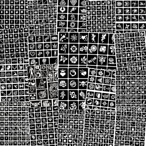 761+ pochoir tatouage temporaire, Pochoirs de henné réutilisables, Pochoirs de tatouage temporaire pour femmes filles et adolescents, pochoir aérographe